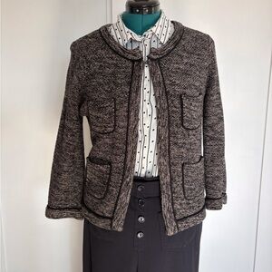 LOFT Black and Gray Tweed Blazer